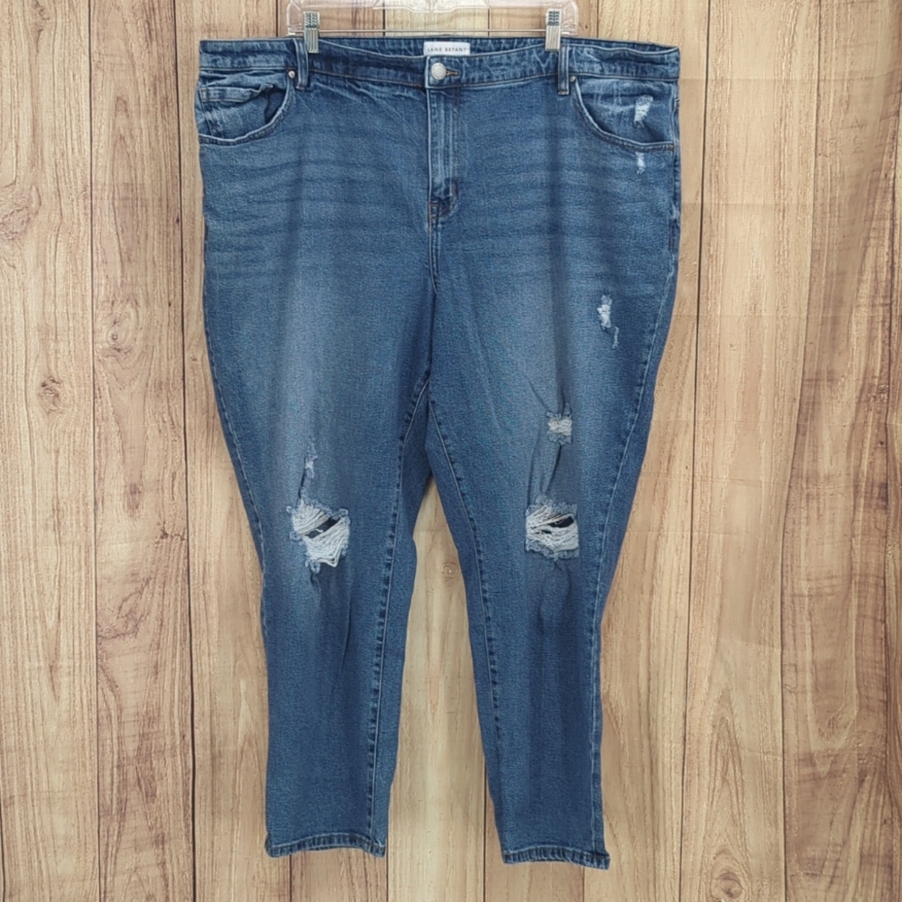LANE BRYANT Mid-Rise Boyfriend Distressed Denim Jeans Sz 22